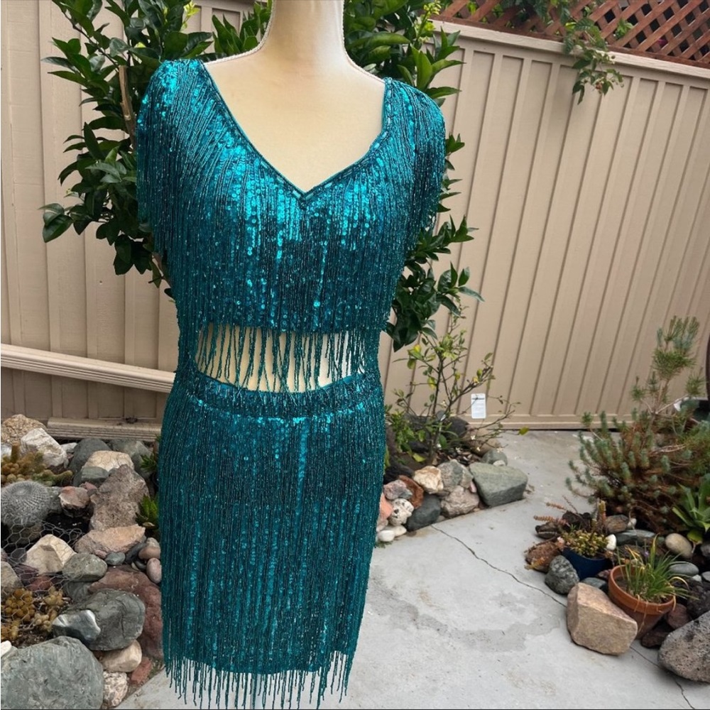 SHERRI HILL 51781 sequin beaded cocktail dress sz 10